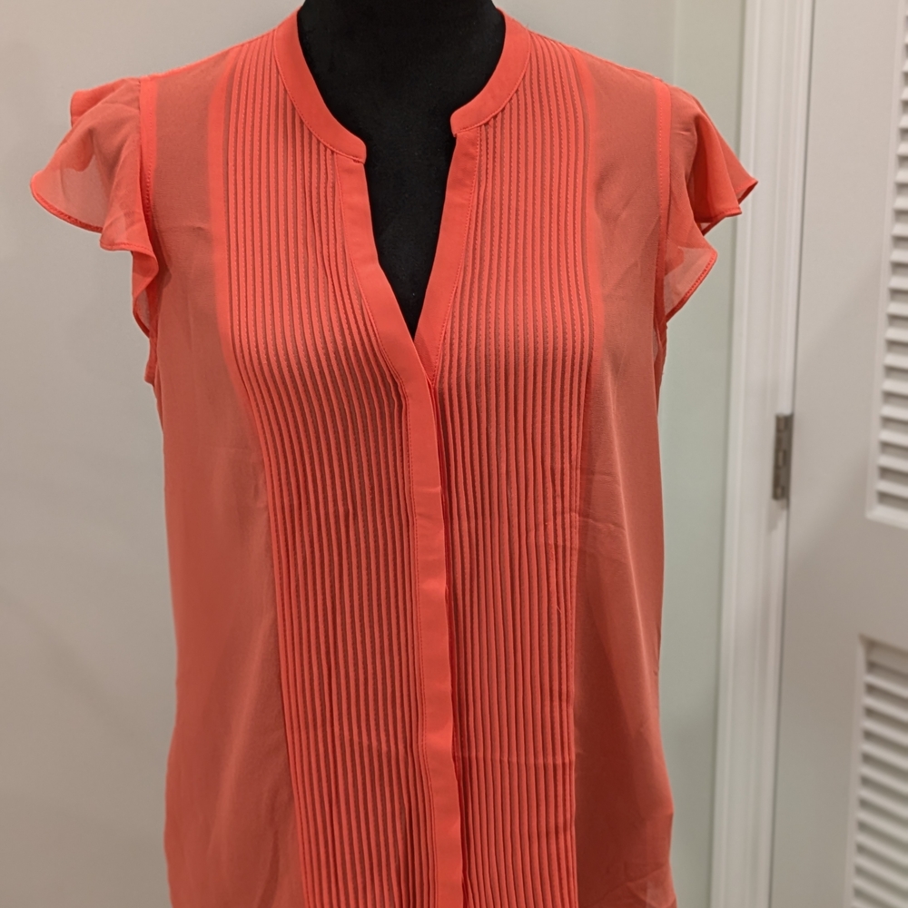 Forever 21  Orange Cap Sleeve Pleated Blouse